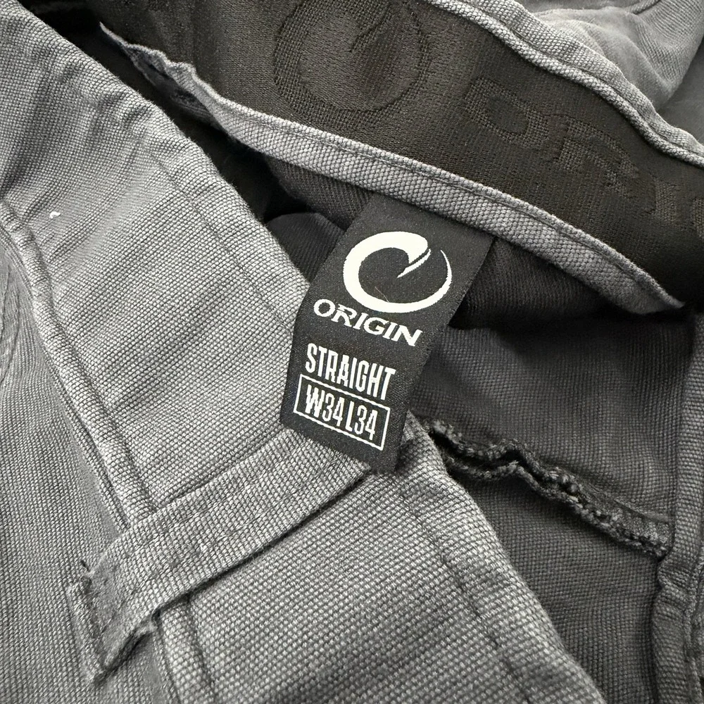 Origin Jeans Mens 34x34 Gray Striaght Fit Stretch Waist Denim Pants Made In USA